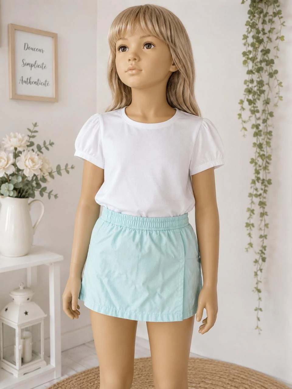Falda corta color turquesa edad 10 años – photo 2